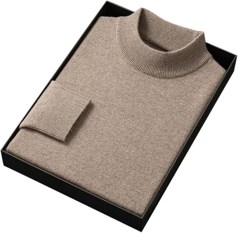 Men's 100% Merino Wool Mock Neck Sweater, Long Sleeve Solid Pullover in Saudi Arabia