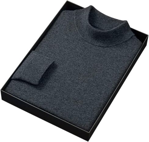 Men's 100% Merino Wool Mock Neck Sweater, Long Sleeve Solid Pullover in Saudi Arabia