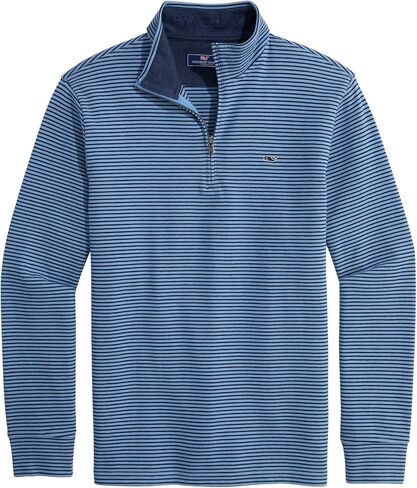 vineyard vines Men's Saltwater Quarter-Zip, Navy Bradley Stripe, XL in Kuwait