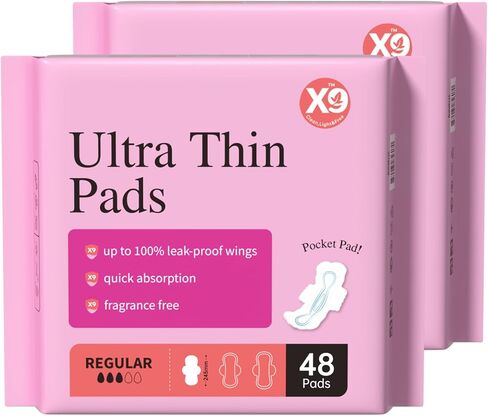 Ultra Thin Pads for Women with Wings, Overnight Period Pads, Lightweight & Discreet Feminine Pads, Nighttime Protection, 40 Count in Kuwait