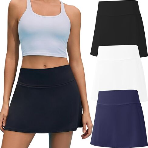 3 Pack Tennis Skirts for Women with Shorts Athletic Womens Golf Skirt High Waisted Skorts for Women with Pockets in Saudi Arabia