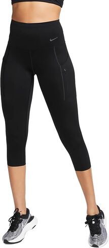 بنطال ضيق للنساء من Nike Go ذو دعم قوي عالي الخصر مع جيوب (أسود/أسود، DQ5881-010) مقاس صغير in Kuwait