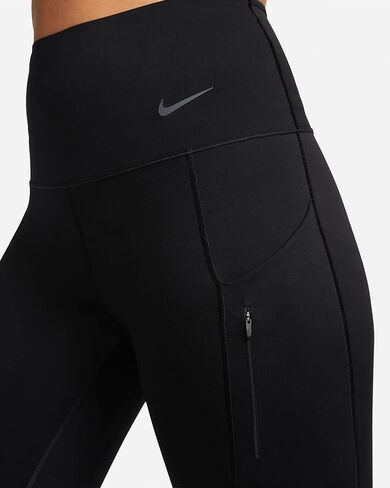 بنطال ضيق للنساء من Nike Go ذو دعم قوي عالي الخصر مع جيوب (أسود/أسود، DQ5881-010) مقاس صغير in Kuwait