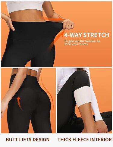 Bluemaple Fleece Lined Leggings for Women High Waisted Tummy Control Thermal Warm Winter for Women Workout Yoga Pants in Saudi Arabia