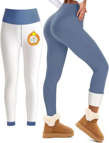 Bluemaple Fleece Lined Leggings for Women High Waisted Tummy Control Thermal Warm Winter for Women Workout Yoga Pants in Saudi Arabia