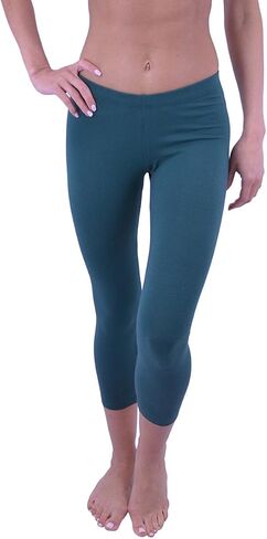 VF-Sport Women’s Cotton Leggings - Stretch Capri Length Yoga Pants, High Waisted Comfort Fit, Misses Plus Sizes, Made in USA in Saudi Arabia