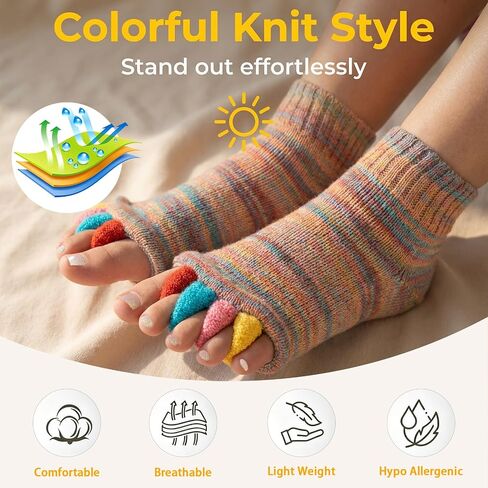 Happy Feet Toe Alignment Separator Socks, Prevent Foot Cramps and hammertoes, Toe Separator Massage Socks in Kuwait