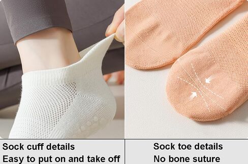 Mealah 4 Pairs Pilates Socks for Women Yoga Socks With Grips Non Slip Crew Socks for Barre Dance Workout Hospital Barefoot in Kuwait