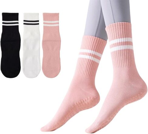 Pilates Yoga Grip Socks for Women, Non Slip Grippers Yoga Socks for Ballet, Dance Workout 3 Pairs in Kuwait