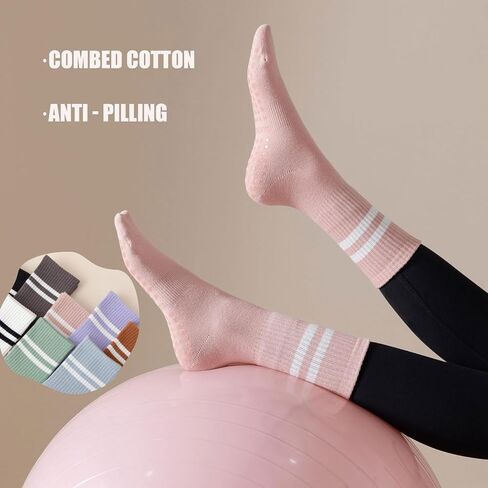 Pilates Yoga Grip Socks for Women, Non Slip Grippers Yoga Socks for Ballet, Dance Workout 3 Pairs in Kuwait