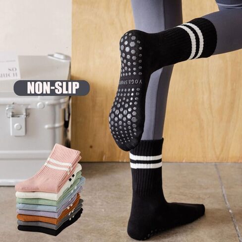 Pilates Yoga Grip Socks for Women, Non Slip Grippers Yoga Socks for Ballet, Dance Workout 3 Pairs in Kuwait