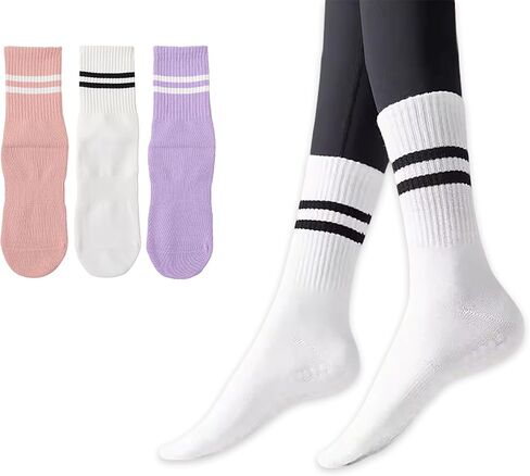 Pilates Yoga Grip Socks for Women, Non Slip Grippers Yoga Socks for Ballet, Dance Workout 3 Pairs in Saudi Arabia