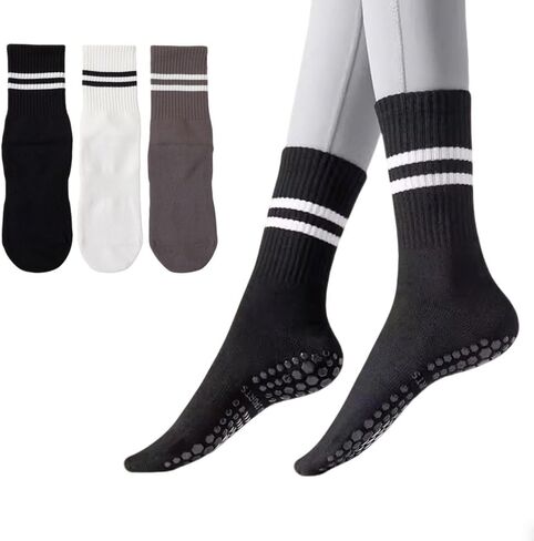 Pilates Yoga Grip Socks for Women, Non Slip Grippers Yoga Socks for Ballet, Dance Workout 3 Pairs in Kuwait