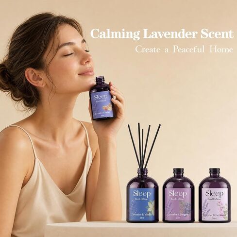 SCENTORINI Reed Diffuser Set, 6.76oz, Lavender Essential Oil Diffuser, Summer Fragrance Reed Diffuser with 24 Sticks for Bedroom Sleep, Spa Relax, Home Fragrance Bathroom Hotel Decor in Saudi Arabia