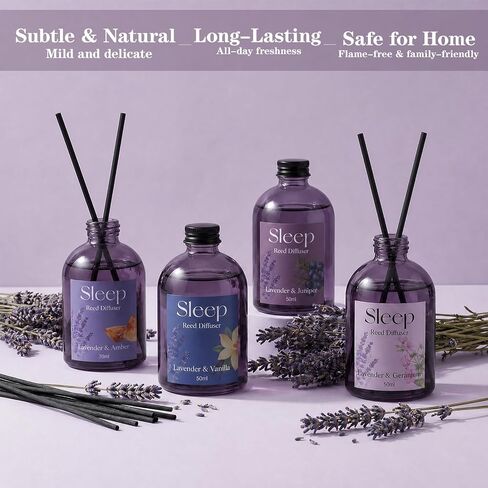 SCENTORINI Reed Diffuser Set, 6.76oz, Lavender Essential Oil Diffuser, Summer Fragrance Reed Diffuser with 24 Sticks for Bedroom Sleep, Spa Relax, Home Fragrance Bathroom Hotel Decor in Saudi Arabia