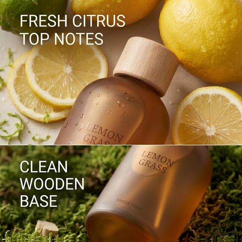 Reed Diffuser Set for Home 6.7 oz Scented Oil Diffuser with 6 Fiber Sticks, Smell Good Long Lasting Fragrance for Bathroom, Living Room, Office and Aromatherapy Gift (Lemon Grass) in Kuwait