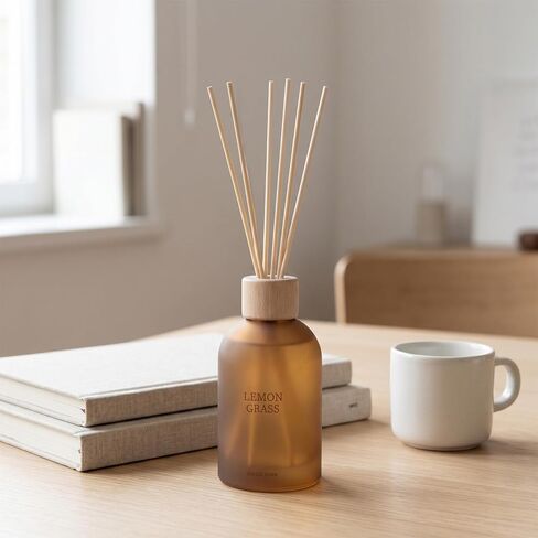 Reed Diffuser Set for Home 6.7 oz Scented Oil Diffuser with 6 Fiber Sticks, Smell Good Long Lasting Fragrance for Bathroom, Living Room, Office and Aromatherapy Gift (Lemon Grass) in Kuwait