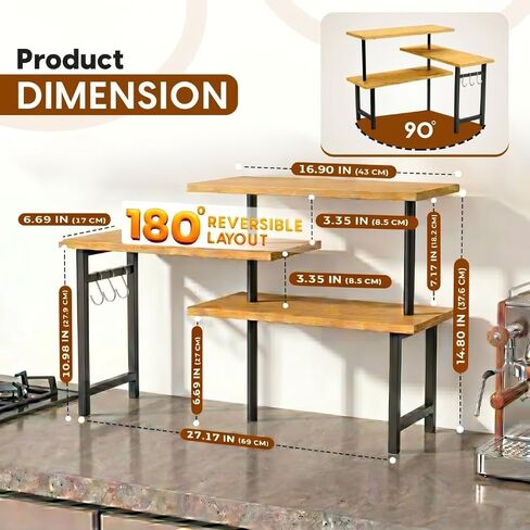 3-Tier Bamboo Corner Organizer, Extended Top Shelf, Kitchen and Coffee Bar in Kuwait