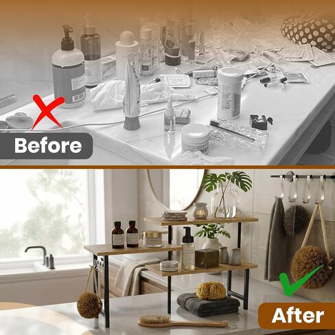3-Tier Bamboo Corner Organizer, Extended Top Shelf, Kitchen and Coffee Bar in Kuwait