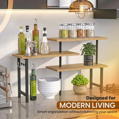 3-Tier Bamboo Corner Organizer, Extended Top Shelf, Kitchen and Coffee Bar in Kuwait