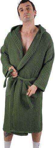 100% Cotton Hooded Waffle Bathrobe for Men in Saudi Arabia