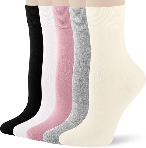 FGZ Women's Crew Socks 5 Pairs Soft Combed Cotton,Breathable Everyday Casual Socks for Women in Saudi Arabia