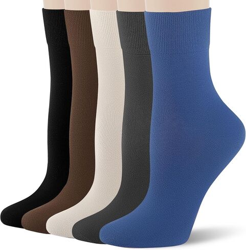 FGZ Women's Crew Socks 5 Pairs Soft Combed Cotton,Breathable Everyday Casual Socks for Women in Saudi Arabia