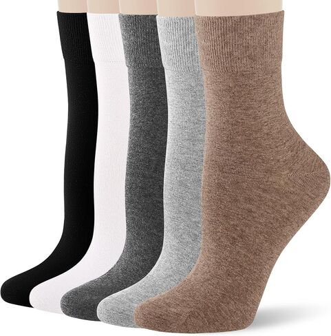 FGZ Women's Crew Socks 5 Pairs Soft Combed Cotton,Breathable Everyday Casual Socks for Women in Saudi Arabia