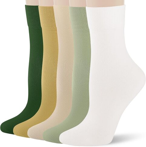 FGZ Women's Crew Socks 5 Pairs Soft Combed Cotton,Breathable Everyday Casual Socks for Women in Saudi Arabia