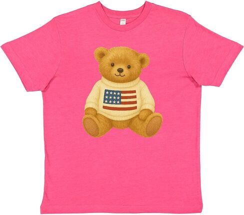 inktastic American Flag Bear Youth T-Shirt in Kuwait