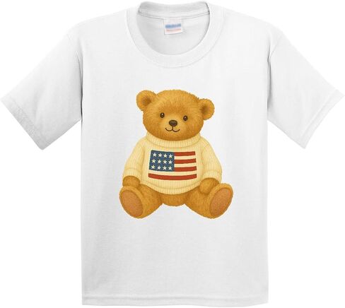 inktastic American Flag Bear Youth T-Shirt in Kuwait
