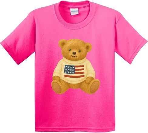 inktastic American Flag Bear Youth T-Shirt in Kuwait