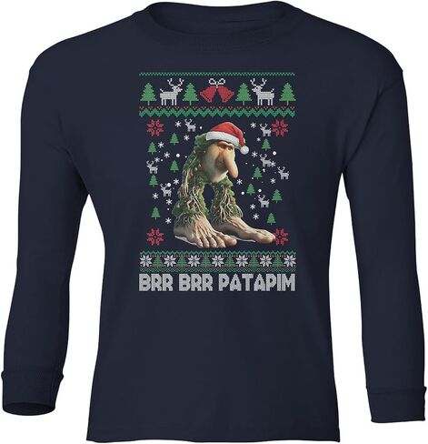 BRR BRR Patapim – Italian Brainrot Funny Xmas Ugly Youth Long Sleeve T-Shirt in Saudi Arabia