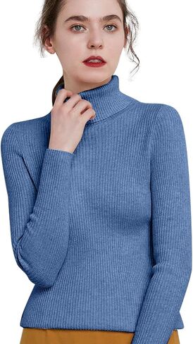 Women's Turtleneck Sweaters Long Sleeve Shirts Fall Trendy Tops Slim Fit Ribbed Knit Basic Thermal Casual Pullover in Saudi Arabia