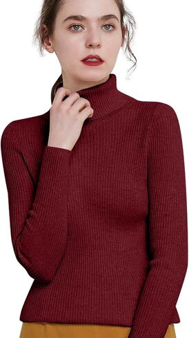 Women's Turtleneck Sweaters Long Sleeve Shirts Fall Trendy Tops Slim Fit Ribbed Knit Basic Thermal Casual Pullover in Kuwait