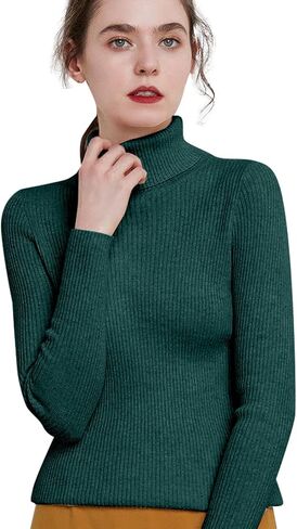 Women's Turtleneck Sweaters Long Sleeve Shirts Fall Trendy Tops Slim Fit Ribbed Knit Basic Thermal Casual Pullover in Kuwait