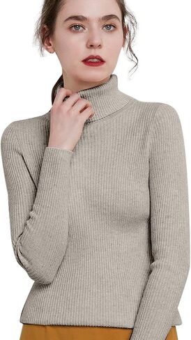 Women's Turtleneck Sweaters Long Sleeve Shirts Fall Trendy Tops Slim Fit Ribbed Knit Basic Thermal Casual Pullover in Kuwait