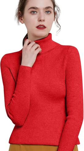 Women's Turtleneck Sweaters Long Sleeve Shirts Fall Trendy Tops Slim Fit Ribbed Knit Basic Thermal Casual Pullover in Kuwait