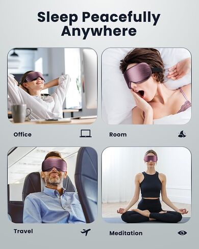 Eye Mask - Sleep Mask for Women & Men, Eye Relief, Improved Sleep, Washable and Travel (Purple & Black) in Saudi Arabia
