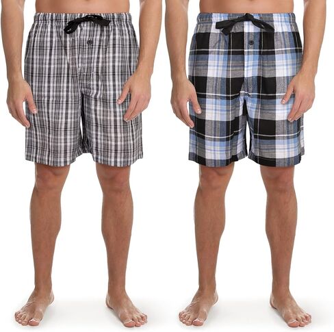 Fruit of the Loom Men's Big & Tall Broadcloth Cotton Pajama Shorts 2-Pack in Kuwait
