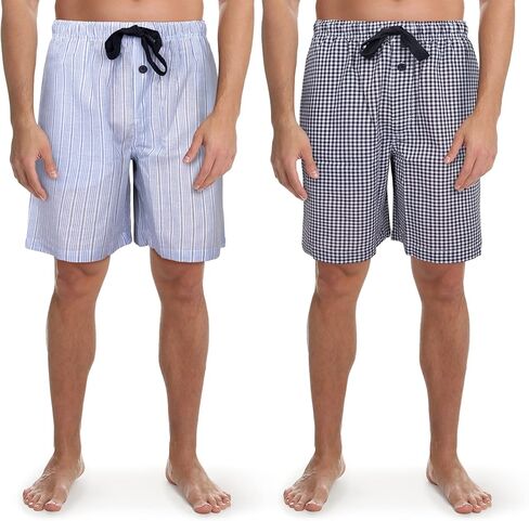 Fruit of the Loom Men's Big & Tall Broadcloth Cotton Pajama Shorts 2-Pack in Kuwait