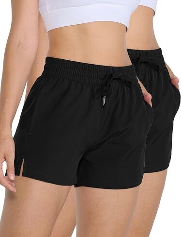Winvote 2 Pack 3 Inch Womens Athletic Shorts Basic Gym Workout Shorts Quick Dry Lightweight Running Shorts with Pockets in Saudi Arabia