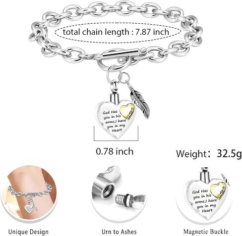Cremation Urn Bracelet for Heart Locket Holder Bangle Link Chain Cremation Jewelry Braided Rope Bracelets for Women Jewelry Gift With Funnel Kit & Bag in Saudi Arabia