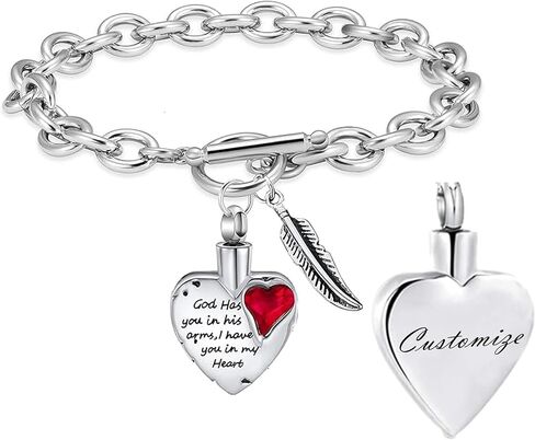 Cremation Urn Bracelet for Heart Locket Holder Bangle Link Chain Cremation Jewelry Braided Rope Bracelets for Women Jewelry Gift With Funnel Kit & Bag in Saudi Arabia