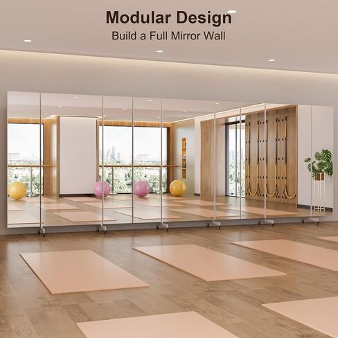 brisafe Full Length Mirror with 360° Wheels, 95"x79" Foldable Floor Mirror with Nano-Tech Shatterproof Film - Ultra-Large Mobile Mirror for Home Gym, Dance Studio & Commercial Spaces （White in Saudi Arabia