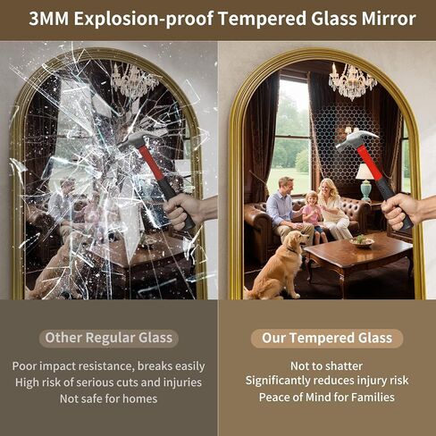 71"x32" Elegant Vintage Arched Full Length Mirror with Stand, Luxury Large Full Body Mirror with Tempered Glass, Leaning Wall Mount Floor Standing Mirrors for Living Room Bedroom Entryway Outfit Check in Saudi Arabia