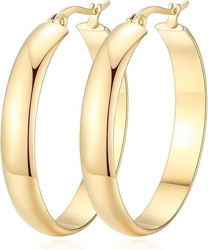 14K Gold Hoop Earrings for Women Big Gold Earrings Square-edge Jewelry Timeless Hypoallergenic Hoop Earrings Women in Saudi Arabia
