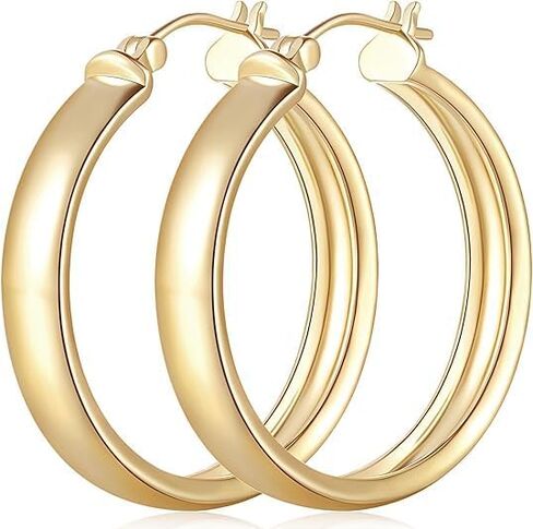14K Gold Hoop Earrings for Women Big Gold Earrings Square-edge Jewelry Timeless Hypoallergenic Hoop Earrings Women in Saudi Arabia