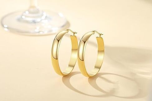 14K Gold Hoop Earrings for Women Big Gold Earrings Square-edge Jewelry Timeless Hypoallergenic Hoop Earrings Women in Saudi Arabia