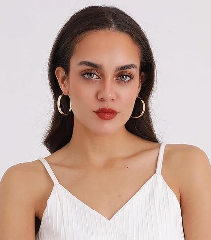 14K Gold Hoop Earrings for Women Big Gold Earrings Square-edge Jewelry Timeless Hypoallergenic Hoop Earrings Women in Saudi Arabia